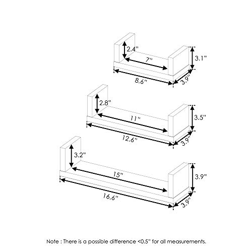 FURINNO Indo Wall Mounted Floating Shelves, Espresso