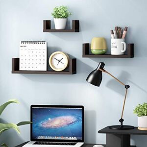 FURINNO Indo Wall Mounted Floating Shelves, Espresso