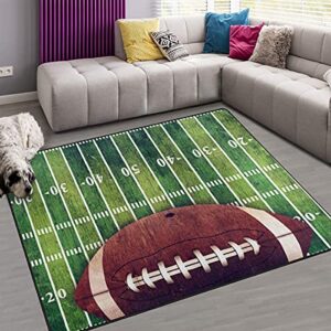 welllee sports area rug,retro grunge american football field floor rug non-slip doormat for living dining dorm room bedroom decor 60×39 inch