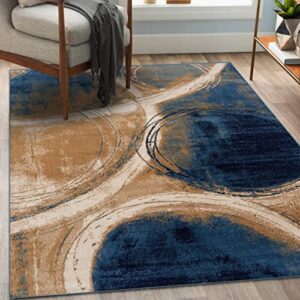 LUXE WEAVERS Howell Collection Abstract Circles Blue 8x10 Area Rug, Anti Shedding Modern Geometric Contemporary Rug