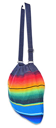 Handmade Bohemian Bag From Mexican Serape Blanket - Cinco de Mayo Hippie Boho Denim Purse Sack Bag