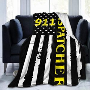 911 Dispatcher Thin Gold Line Warm Ultra Soft Micro Fleece Couch Travel Chair Throw Blanket for Women Men Gift