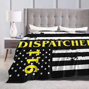 911 Dispatcher Thin Gold Line Warm Ultra Soft Micro Fleece Couch Travel Chair Throw Blanket for Women Men Gift