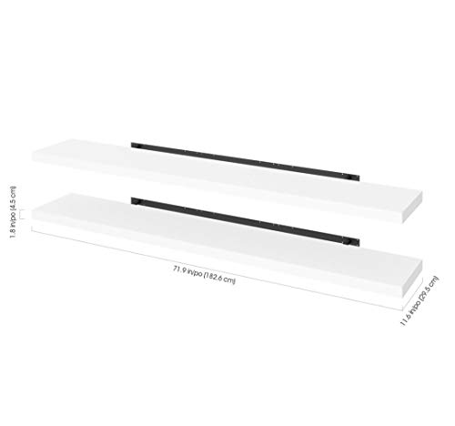 Bestar Universel 12W Set of 72W x 12D Floating Shelves in White