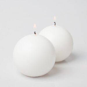 richland sphere candle 3″ white set of 12