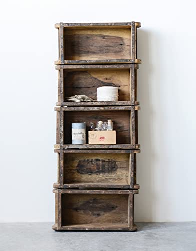 Creative Co-Op Wood 5 Shelves Wall Décor, Brown