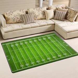 welllee sports area rug,standard american football field floor rug non-slip doormat for living dining dorm room bedroom decor 60×39 inch