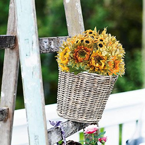 HO2NLE 2 Bundles Artificial Sunflowers Bundle Silk Plants Faux Wedding Bride Bouquet Indoor Outdoor Fall Flower Table Centerpieces Arrangements Decorations