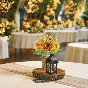 HO2NLE 2 Bundles Artificial Sunflowers Bundle Silk Plants Faux Wedding Bride Bouquet Indoor Outdoor Fall Flower Table Centerpieces Arrangements Decorations