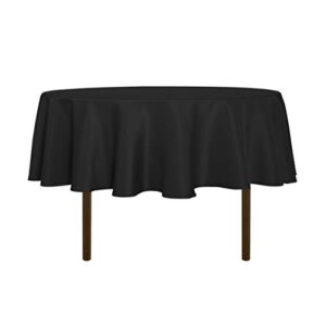 sancua round tablecloth – 60 inch – water resistant spill proof washable polyester table cloth decorative fabric table cover for dining table, buffet parties and camping, black
