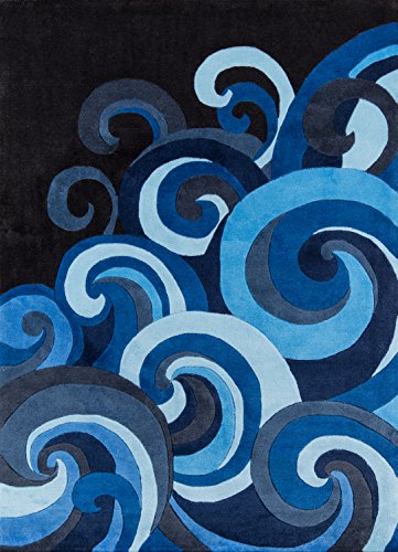 Momeni Rugs Lil' Mo Hipster Collection, Kids Themed Hand Carved & Tufted Area Rug, 8' x 10', Surf Blue