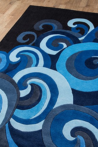 Momeni Rugs Lil' Mo Hipster Collection, Kids Themed Hand Carved & Tufted Area Rug, 8' x 10', Surf Blue