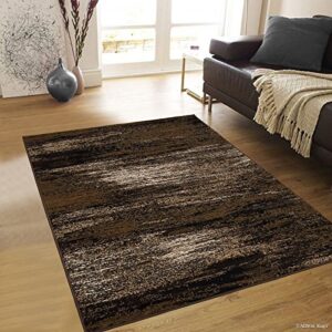 allstar 5×7 chocolate modern and contemporary rectangular accent rug with mocha and ivory abstract brush streak design (4′ 11″ x 6′ 11″)