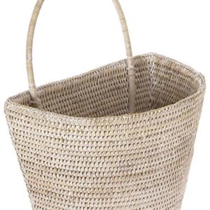 KOUBOO 1060073 La Jolla Rattan Wall Basket, Large, White Wash, 13" x 8" x 15.5"