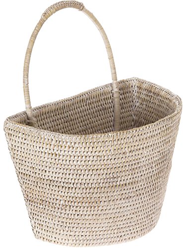 KOUBOO 1060073 La Jolla Rattan Wall Basket, Large, White Wash, 13" x 8" x 15.5"