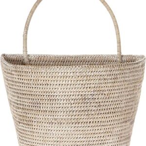 KOUBOO 1060073 La Jolla Rattan Wall Basket, Large, White Wash, 13" x 8" x 15.5"