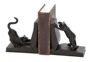deco 79 polystone cat reading bookends, set of 2 7″h, 6″w, black