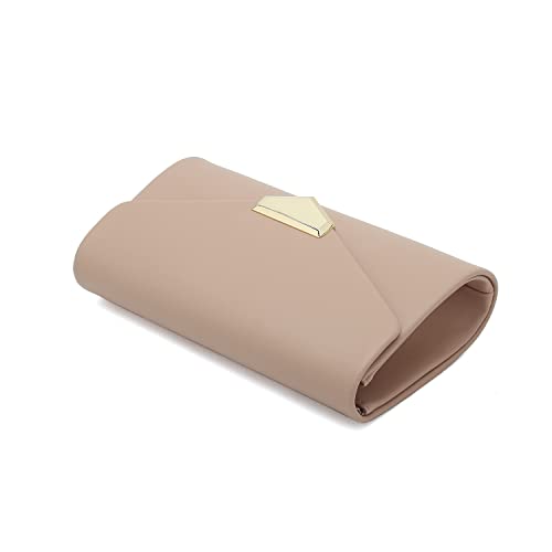 CHARMING TAILOR PU Clutch Purse for Women Evening Bag Chic Clutch Handbag for Special-occasion (Taupe)