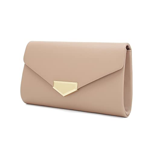 CHARMING TAILOR PU Clutch Purse for Women Evening Bag Chic Clutch Handbag for Special-occasion (Taupe)