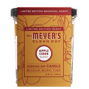 mrs. meyer’s soy aromatherapy candle, 35 hour burn time, made with soy wax and essential oils, apple cider, 4.9 oz