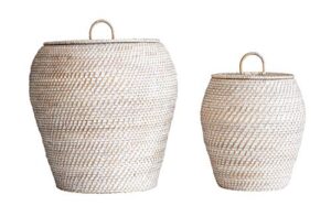 bloomingville ah0324 rattan baskets, white
