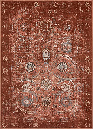 Well Woven Elle Copper Persian Vintage Shiraz (3'11" x 5'3") Area Rug Red Distressed Rust Modern Oriental Carpet