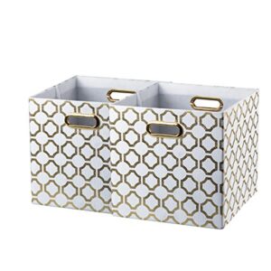 baist storage cubes organizer gold storage bins 11 inch storage cube bins collapsible cloth storage cube with metal handles for shelves closet bedroom cloth toys foods baby (2-pack, gold circle)