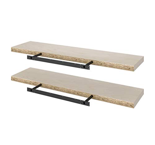 Bestar Universel 12W Set of 48W x 12D Floating Shelves in Natural Yellow Birch