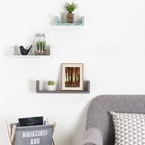 MyGift Rustic Wood U Shaped Floating Shelves - Wall Mounted Office, Kitchen, Living Room Display Shelf, Set of 3, Multicolored