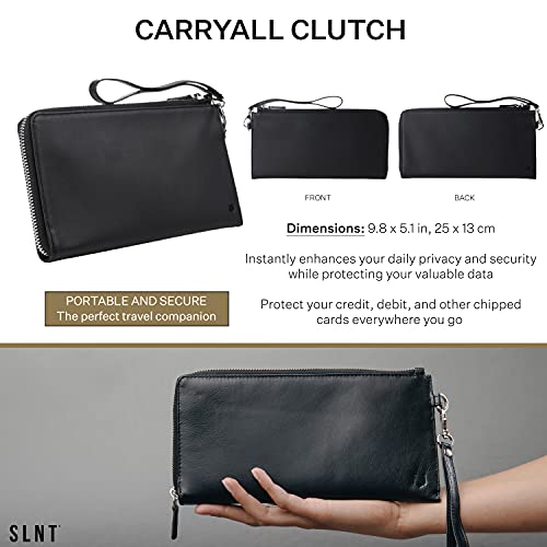 Silent Pocket RFID Blocking Leather Clutch Handbag Perfect For Protecting Credit Card Data And Preventing Identity Theft