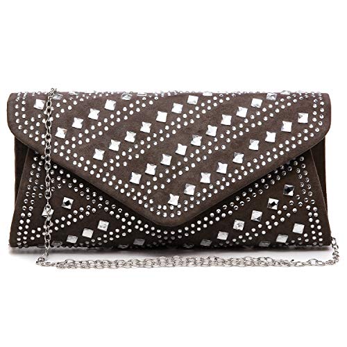 Dasein Rhinestone Evening Bags Glitter Clutch Handbags Studded Envelope Purses for Prom Party Wedding Coffee