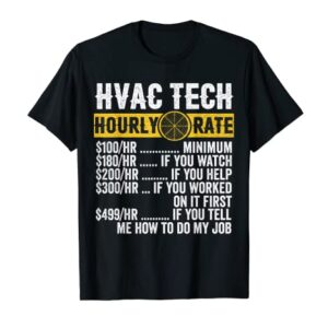 Funny Vintage HVAC Technician Apparel Hourly Rate Mens T-Shirt