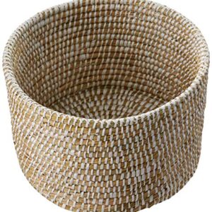 Creative Co-Op Whitewashed Woven Seagrass Lids (Set of 3 Sizes) Baskets, White