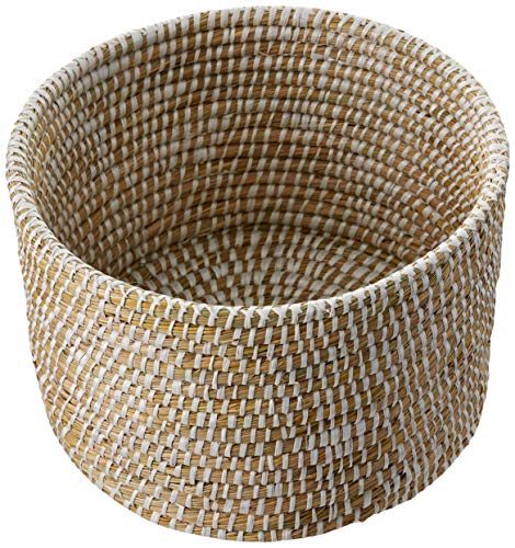 Creative Co-Op Whitewashed Woven Seagrass Lids (Set of 3 Sizes) Baskets, White