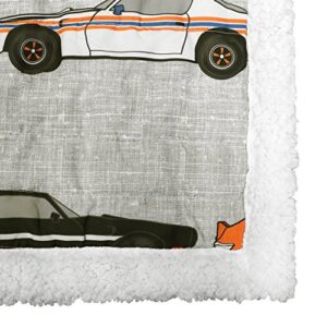 Lush Decor Lush Décor Race Cars Sherpa Throw Blanket, 60" x 50", Blue & Orange