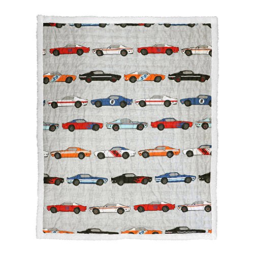 Lush Decor Lush Décor Race Cars Sherpa Throw Blanket, 60" x 50", Blue & Orange