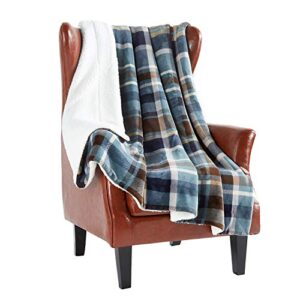 merrylife plaid sherpa throw blanket for couch | ultra-plush decorative soft colorful | plush travel chair blanket throws(60″ 70″,greenland)