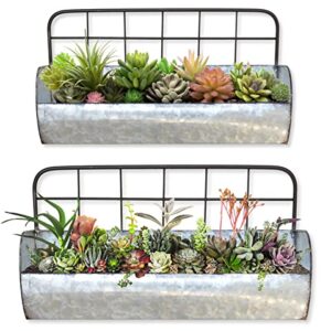 ShabbyDecor Galvanized Metal Farmhouse Wall Storage Holder Rustic Tin Shelves for Kitchen Laundry Room Bathroom Metal Hanging Wire Basket Set of 2