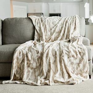 graced soft luxuries oversized throw blanket warm elegant softest cozy faux fur home throw blanket 60″ x 80″, marbled ivory