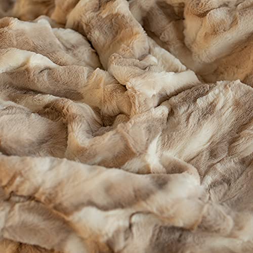 GRACED SOFT LUXURIES Oversized Throw Blanket Warm Elegant Softest Cozy Faux Fur Home Throw Blanket 60" x 80", Marbled Ivory