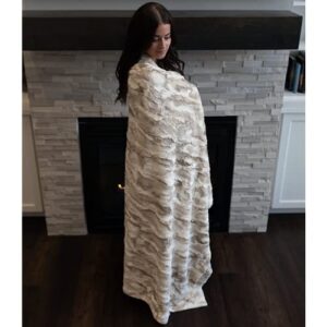 GRACED SOFT LUXURIES Oversized Throw Blanket Warm Elegant Softest Cozy Faux Fur Home Throw Blanket 60" x 80", Marbled Ivory