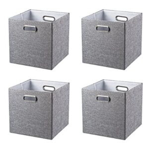 baist fabric storage cubes,fancy big collapsible colored linen bed drawer storage baskets bins organizers for playroom books toys-set of 4,gray …