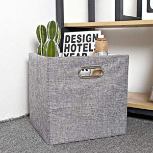 BAIST Fabric Storage Cubes,Fancy Big Collapsible Colored Linen Bed Drawer Storage Baskets Bins Organizers for playroom Books Toys-Set of 4,Gray …