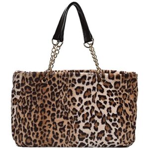 aisa choice women’s faux fur tote purse furry leopard large capacity shoulder bag satchel handbag …