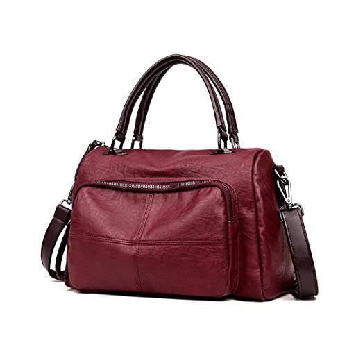 Artwell Casual Crossbody Bag PU Leather Tote Handbag Purse Shoulder Messenger Bag for Women (Wine red)