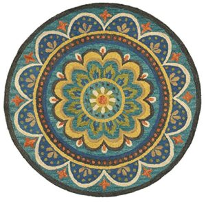 trade am dazzle round floral area rug, 6 by 6-feet, blue