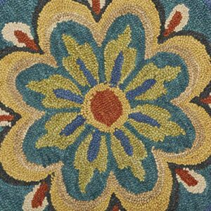 Trade AM Dazzle Round Floral Area Rug, 6 by 6-Feet, Blue