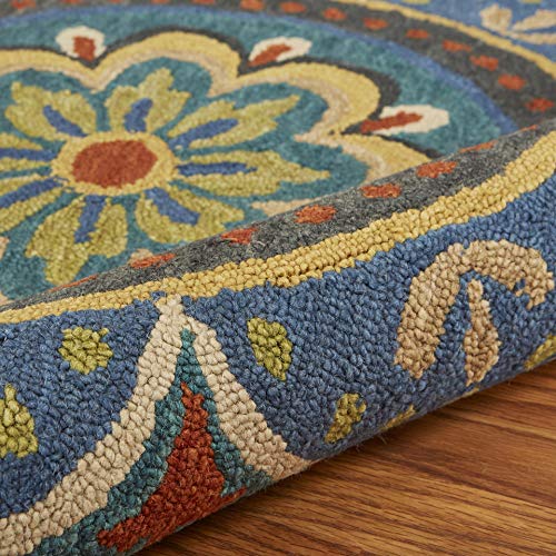 Trade AM Dazzle Round Floral Area Rug, 6 by 6-Feet, Blue