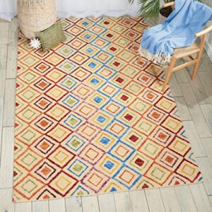nourison vivid tribal ivory 4′ x 6′ area -rug, easy -cleaning, non shedding, bed room, living room, dining room, kitchen (4×6)