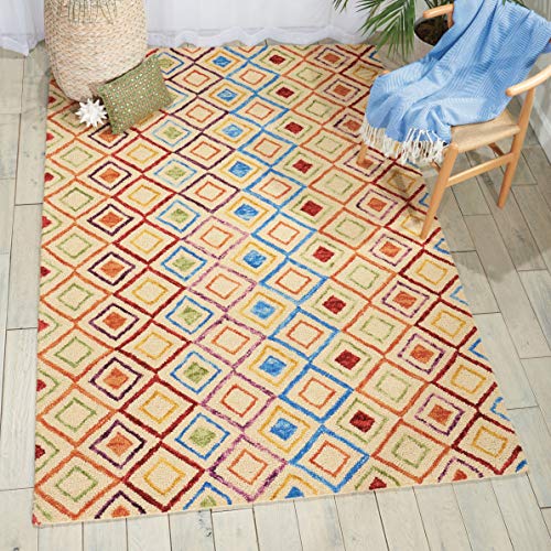 Nourison Vivid Tribal Ivory 4' x 6' Area -Rug, Easy -Cleaning, Non Shedding, Bed Room, Living Room, Dining Room, Kitchen (4x6)